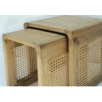 Rattan Stool/Sidetable - S/2